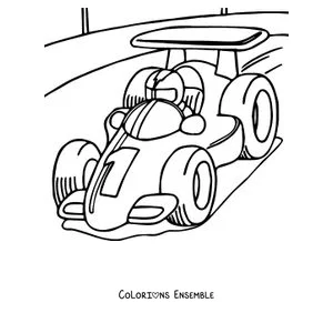 Coloriage d'une voiture de Formule 1 classique avec le numéro 7
