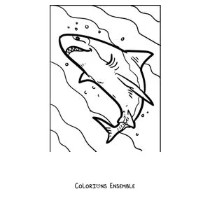 Coloriage d'un grand requin blanc réaliste nageant vers la surface