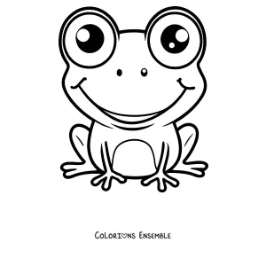 Coloriage d'une grenouille souriante aux grands yeux
