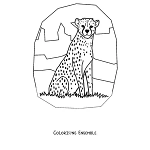 Coloriage d'un guépard assis dans la savane