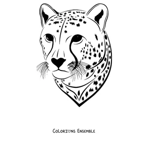 Coloriage en gros plan du visage d'un guépard