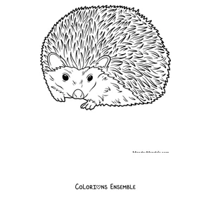 Coloriage d'un hérisson réaliste aux piquants dressés