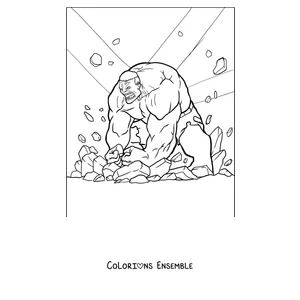 Coloriage de Hulk frappant le sol avec ses poings