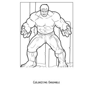 Coloriage de Hulk debout prêt au combat