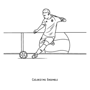 Coloriage d'un joueur du Real Madrid contrôlant le ballon