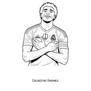 Coloriage de Lamine Yamal célébrant les bras croisés sur la poitrine