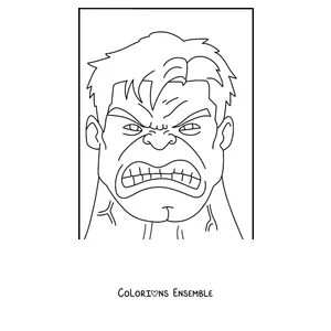 Coloriage de Le visage en colère de Hulk