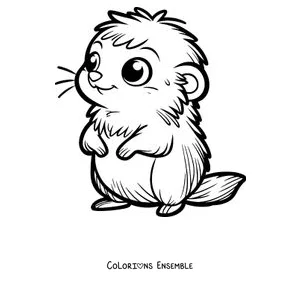 Coloriage d'un lemming debout sur deux pattes