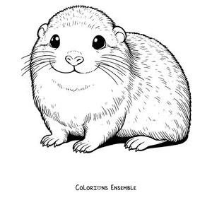 Coloriage d'un lemming dodu vu de face