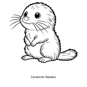 Coloriage d'un lemming mignon assis de face