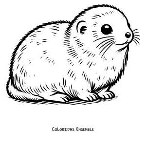 Coloriage d'un lemming rond au repos