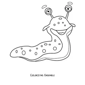 Coloriage d'une limace sympathique aux grands yeux et aux taches