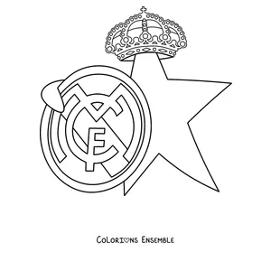 Coloriage du logo du Real Madrid à côté d'une étoile