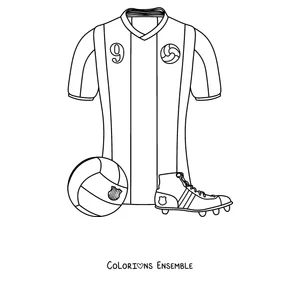 Coloriage du maillot, du ballon et des chaussures du FC Barcelone