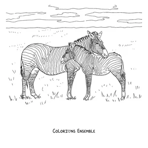 Coloriage d'une maman zèbre avec son petit