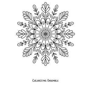 Coloriage d'un mandala d'automne en forme d'étoile avec de fines feuilles et des brindilles