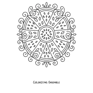 Coloriage d'un mandala d'été avec des tranches de pastèque en cercle