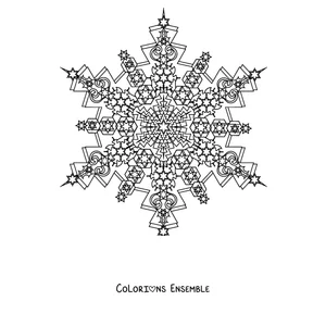 Coloriage d'un mandala d'hiver en forme de flocon de neige à six bras très détaillé