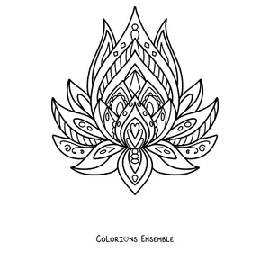 Coloriage d'un mandala de printemps en forme de fleur de lotus aux pétales pointus