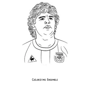 Coloriage de Maradona avec le maillot de l'Argentine