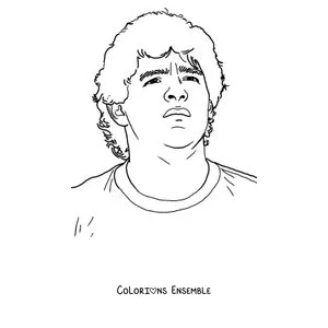 Coloriage d'un portrait de Maradona