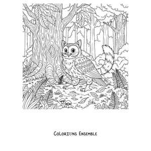 Coloriage d'un Meowl dans la forêt parmi les arbres