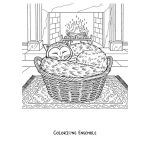 Coloriage d'un Meowl endormi dans un panier