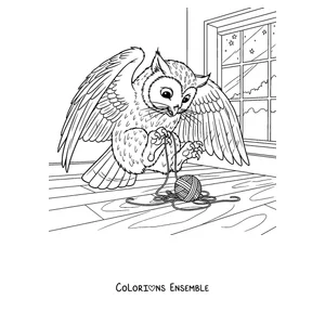 Coloriage d'un Meowl jouant avec une pelote de laine