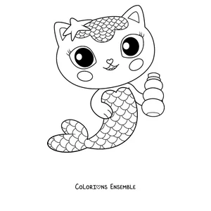 Coloriage de MerCat, la chatte sirène