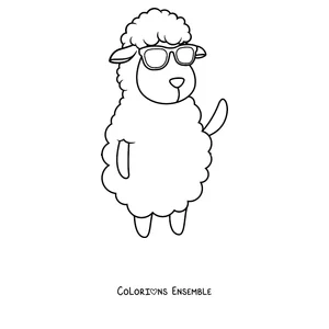 Coloriage de mouton à lunettes