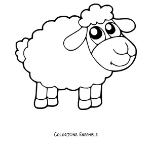 Coloriage de mouton de dessin animé debout