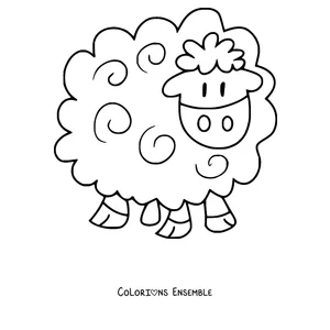 Coloriage de mouton de dessin animé souriant de face