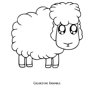 Coloriage de mouton tout doux aux yeux brillants