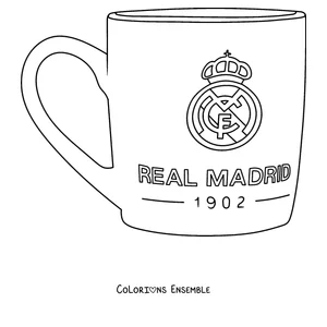 Coloriage d'un mug avec le blason du Real Madrid et l'année 1902