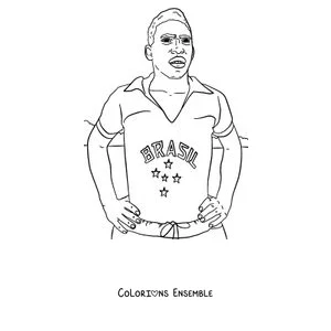 Coloriage de Pelé debout avec le maillot du Brésil