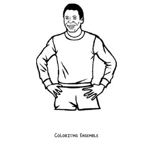 Coloriage de Pelé debout les mains sur les hanches