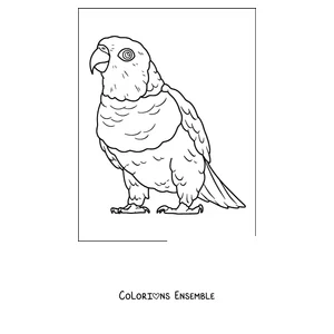 Coloriage d'un perroquet dodu debout en entier