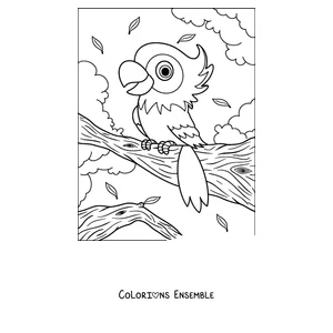 Coloriage d'un perroquet mignon pour les tout-petits