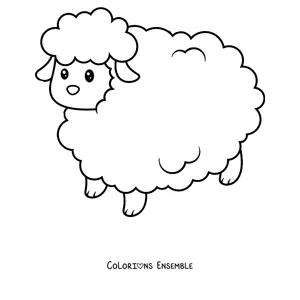 Coloriage de petit agneau debout