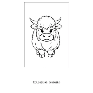 Coloriage de petit veau highland tout doux