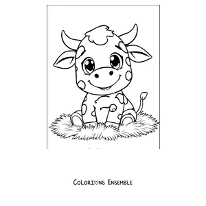 Coloriage de petit veau joueur aux grands yeux