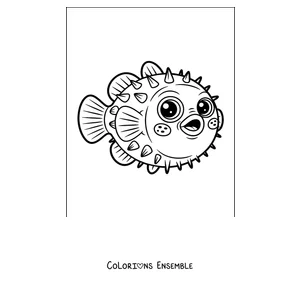 Coloriage d'un poisson-globe qui nage