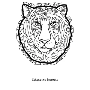 Coloriage du visage d'un tigre vu de face