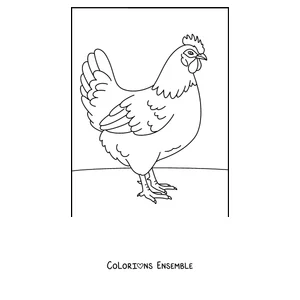 Coloriage d'une poule realiste de profil
