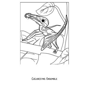 Coloriage de la tête d'un ptérodactyle avec sa crête en gros plan