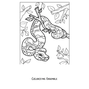 Coloriage d'un python suspendu à un arbre
