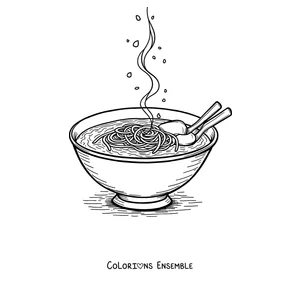 Coloriage d'un bol classique de soupe de nouilles ramen