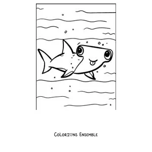 Coloriage d'un requin-marteau aux grands yeux