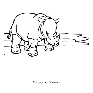 Coloriage d'un rhinocéros de profil