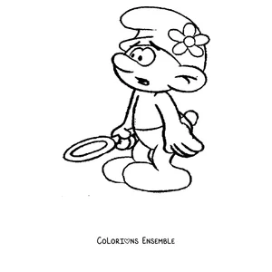 Coloriage d'un Schtroumpf qui explore avec une loupe